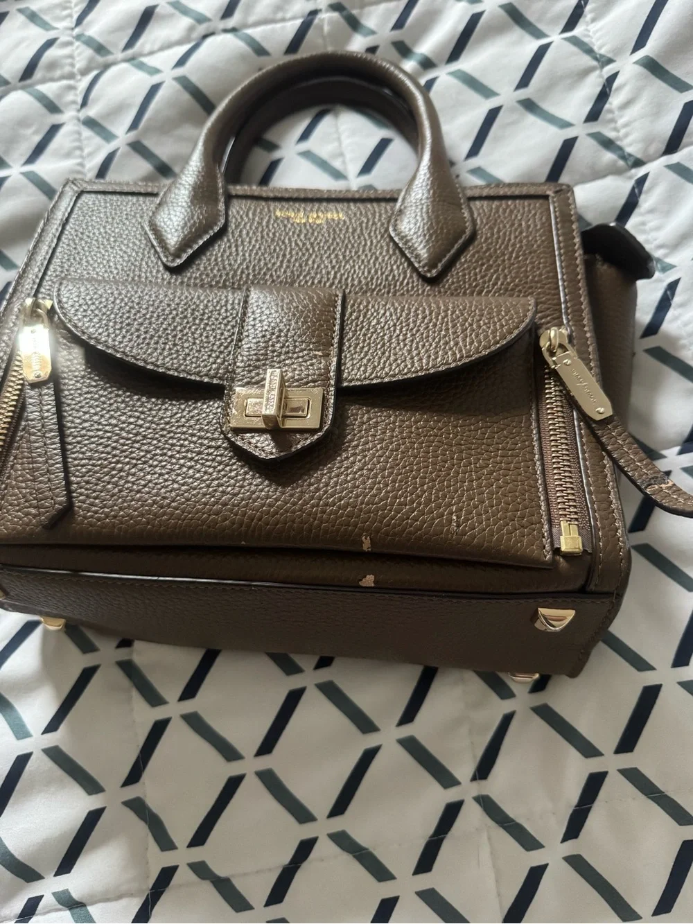 Henri Bendel Convertible Rivingtin Mini Tote in Brown Pebbled Leath…